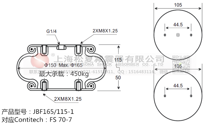 JBF165/115-1橡膠<a href='http://haiwai.net.cn/' target='_blank'><u>空氣彈簧</u></a>
