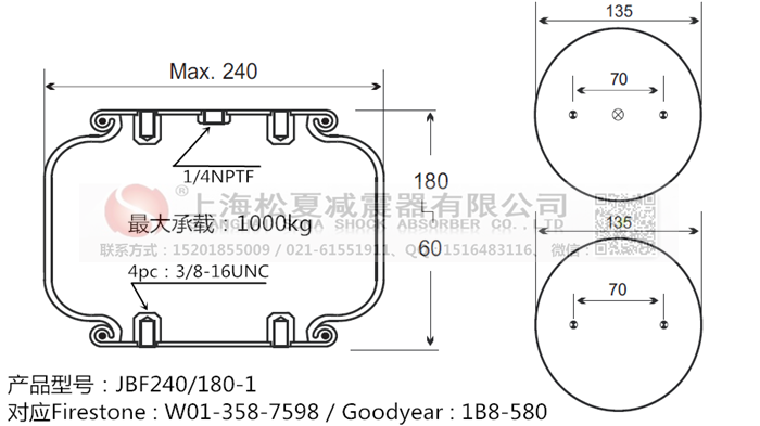 JBF240-180-1橡膠<a href='http://haiwai.net.cn/' target='_blank'><u>空氣彈簧</u></a>