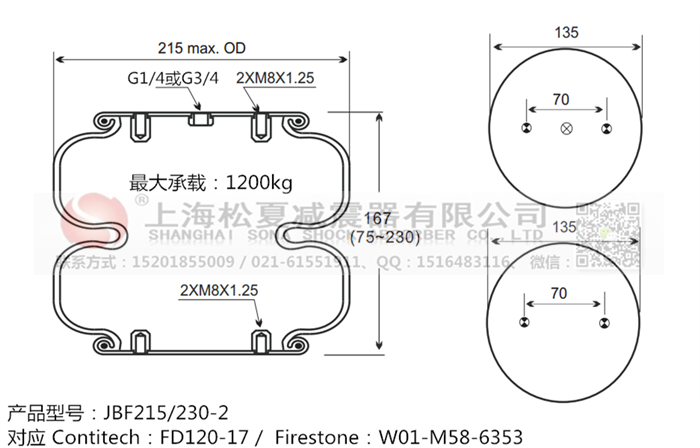 JBF215/230-2橡膠<a href='http://haiwai.net.cn/' target='_blank'><u>空氣彈簧</u></a>