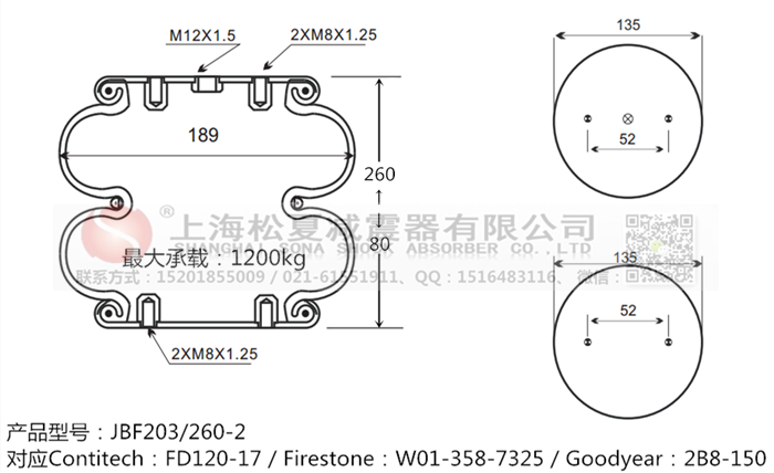 JBF203/260-2橡膠<a href='http://haiwai.net.cn/' target='_blank'><u>空氣彈簧</u></a>